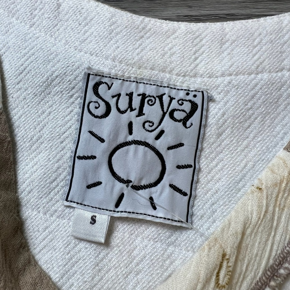 Surya Vest Womens Small Cream Boho Embroidered Patchwork Y2K Artsy Button Front - Picture 3 of 8